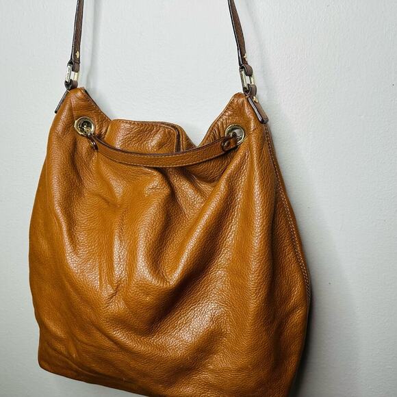 MICHAEL KORS Women's Jetset Brown Leather Gold Chain Handle Shoulder Bag - Picture 2 of 13